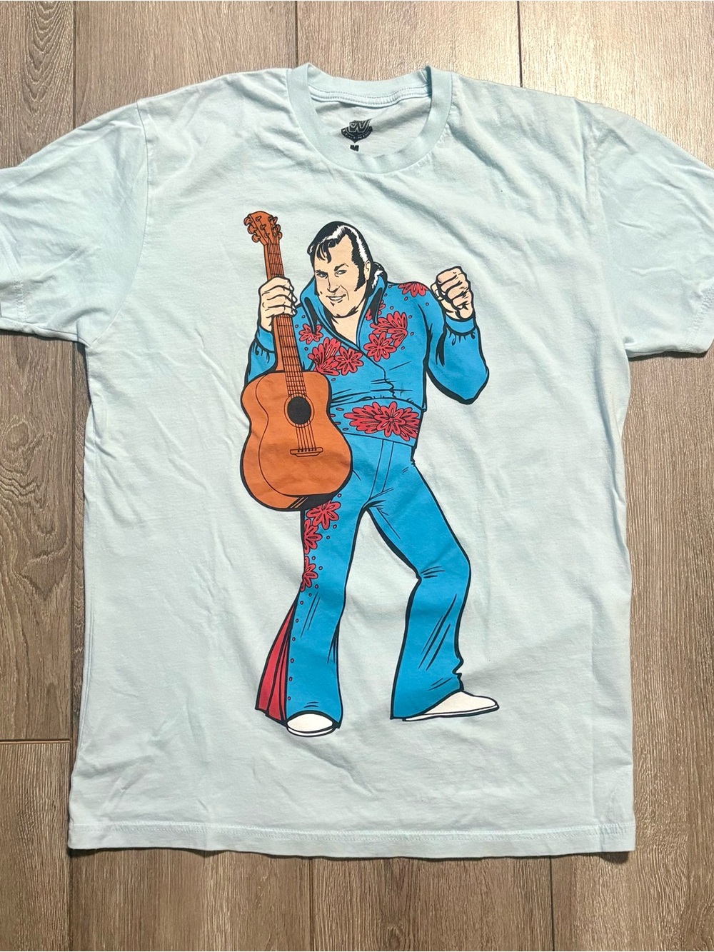 WWE / WWF The Honky Tonk Man "Shake Rattle & Roll" T-Shirt MED light blue
